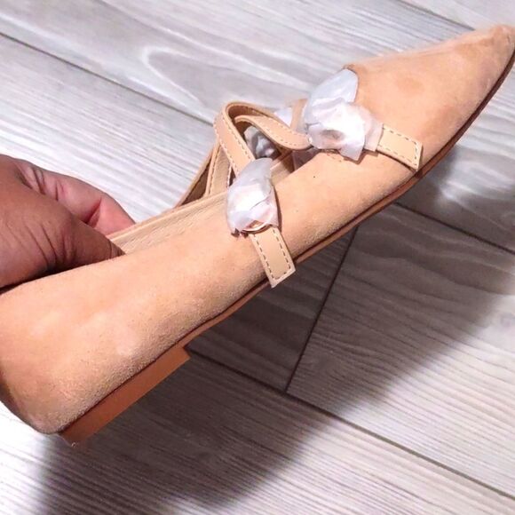 (27-3029) COUTGO Women's Pointed Toe Flats Buckle Faux Suede Sz 5.5 - Picture 5 of 12